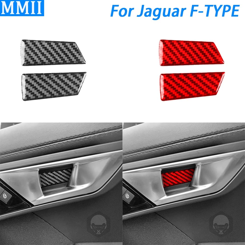 For Jaguar F-Type 2013-2024 Carbon Fiber Inner Door Bowl Handle Panel Trim Cover Car Interior Decoration Accessories Sticker