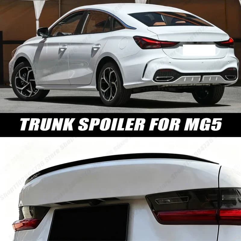 120CM Glossy Black Soft Rubber Universal Rear Trunk Spoiler 5D Carbon Look Tail Wing Fit For MG 5 Car Accessories