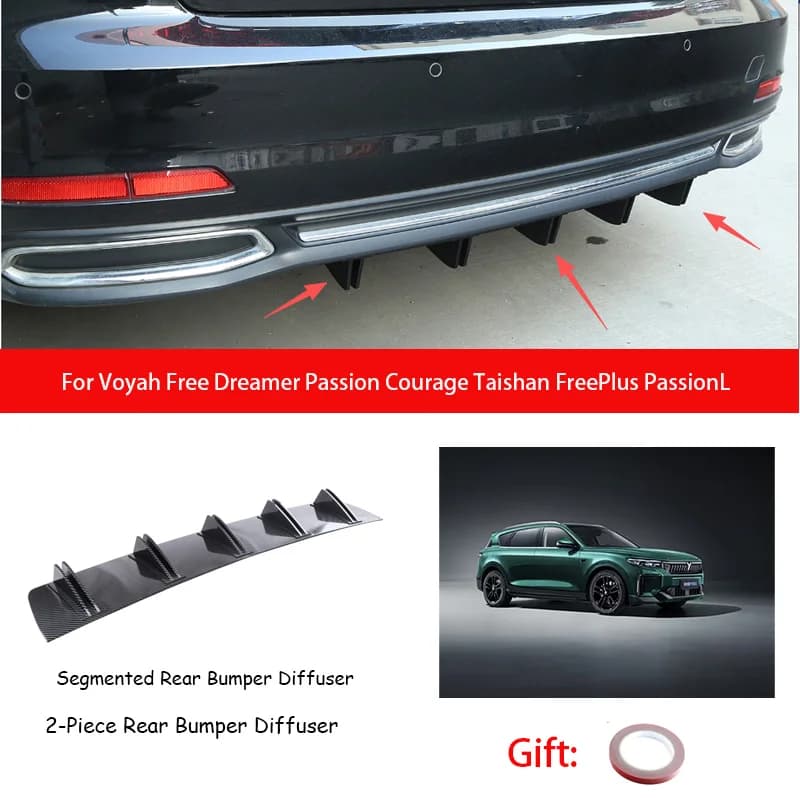 For Voyah Free Dreamer Passion Courage Taishan FreePlus PassionL ABS Rear Bumper Lip Diffuser Shark Fin Anti-collision