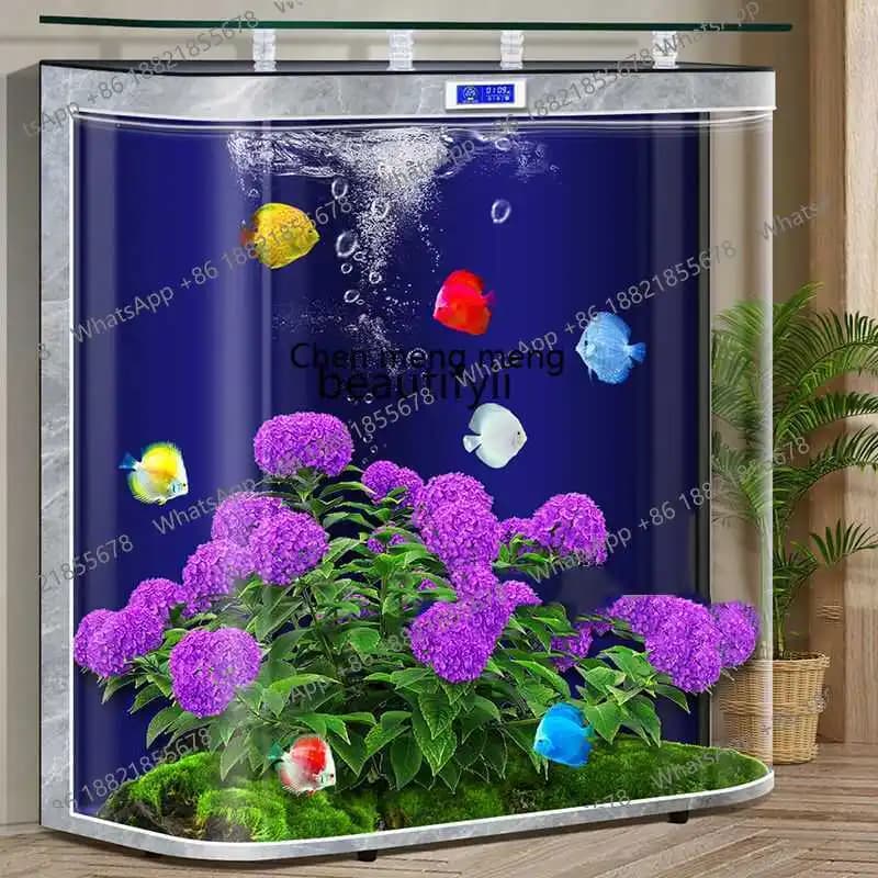 X New Glass Fish Tank Living Room Home Non-Base Wall Integrated Self-Circulation Change Water Floor Aquarium