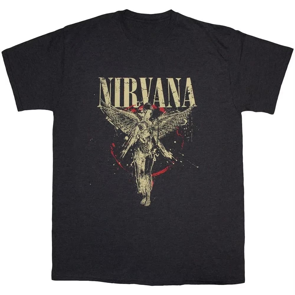 Nirvana T Shirt 2026 New Smiley Face Graphic Cotton Blend Men Women Unisex Oversized Grunge Rock Vintage Streetwear Casual Tops