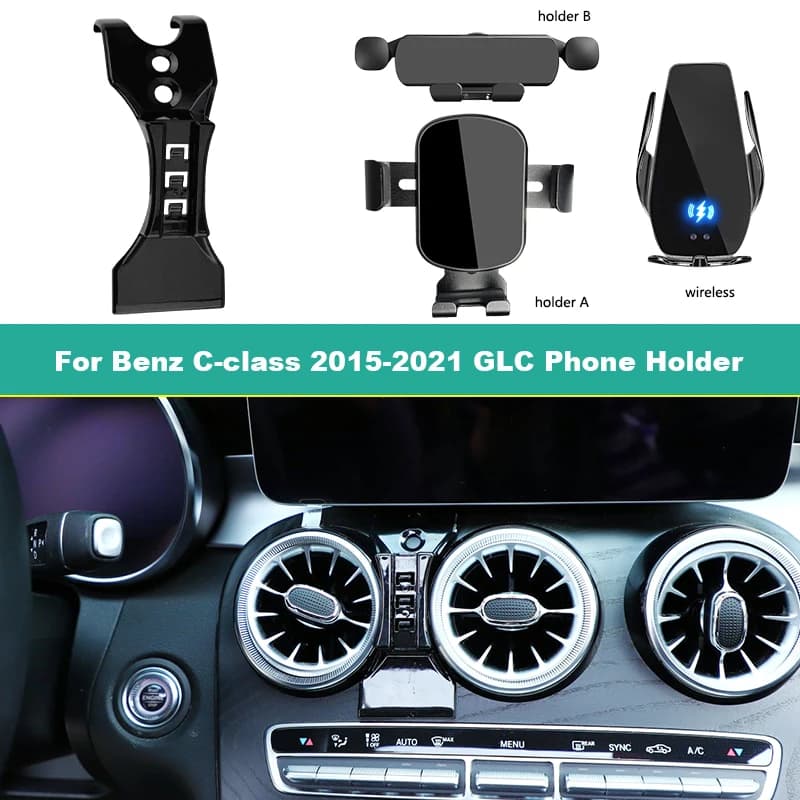 For Mercedes-Benz C-class Car Mobile Phone Holder W205 2015-2021 GLC Gravity Navigation Bracket Wireless Charging Phone Holder