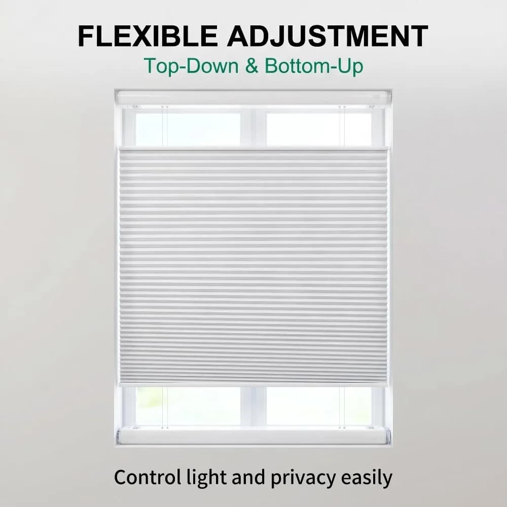 Custom Day and Night No Drill Honeycomb Blinds Blackout Curtain Cellular Shades for Windows Doors Living Room Bedroom Decor