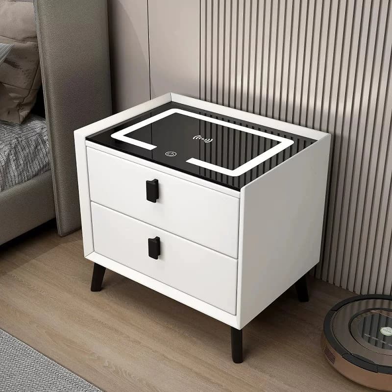 Bluetooth Storage Night Stand Small Consoles Wood Cool Bed Side Table Smart Vintage Comodino Camera Da Letto Furniture Room