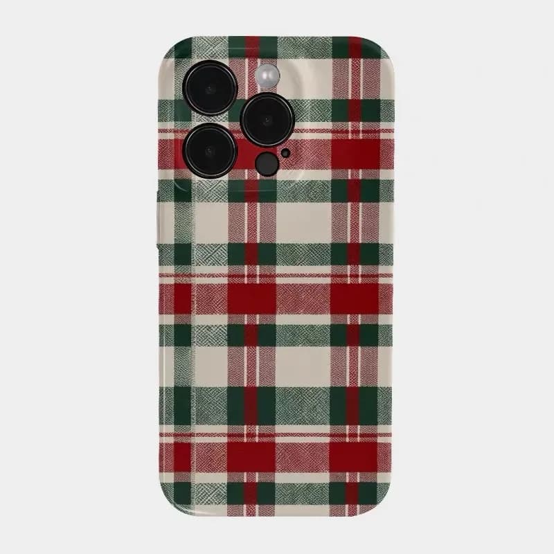 Ins Christmas Plaid Phone Case for IPHONE 17 Air 16E 15 PROMAX 14 Plus 13 12 MINI 11 PRO 16Plus XR XS MAX SE Acrylic Phone Cover