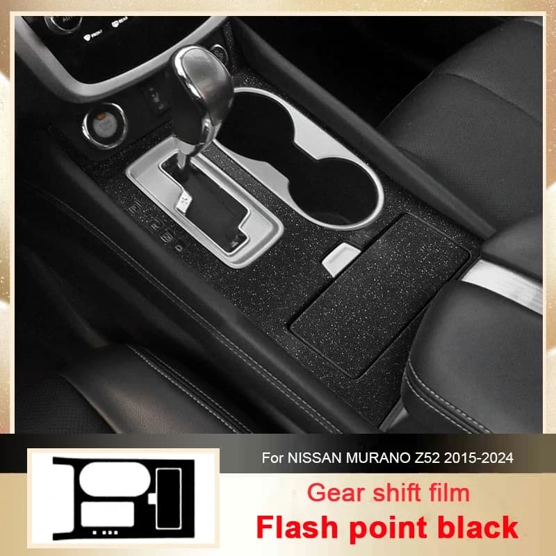 Car Carbon Black Interior Sticker For NISSAN MURANO Z52 2015-2024 LHD Lifting Window Panel Decal Gear Door Protective Film