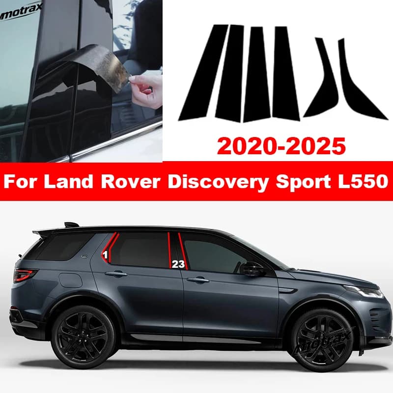 Car Window Decorative Cover Center Post Film Pillar B C Pillar Bright Sticker for Land Rover Discovery Sport L550 2020-2025