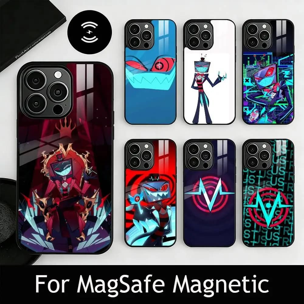 H-Hazbin V-Vox Phone Case For iPhone17,16,15,14,13,12,11 Plus,Pro Magnetic with Magsafe Wireless Charging