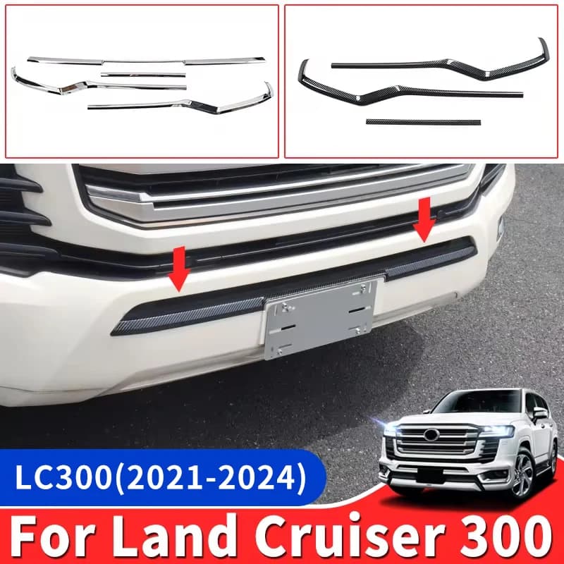 For Toyota Land Cruiser 300 LC300 2022 Exterior Car Decoration Accessories Front Back Bumper Chrome Strip Tuning Body Kit
