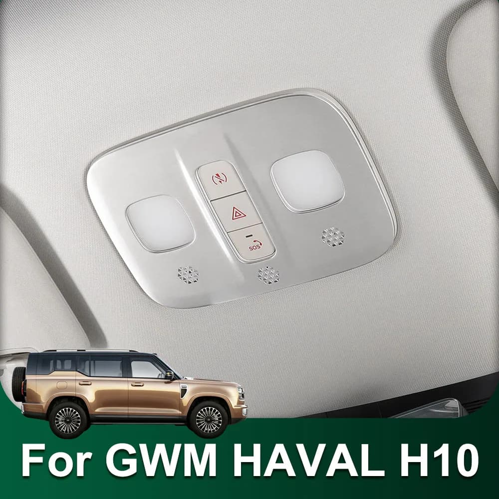 Fit For GWM H10 HAVAL H10 Roof Reading Lampshade Car Modification Parts Stainless Steel Decorative Frame Scratch-resistant