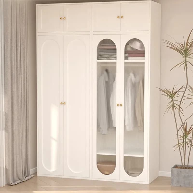 Glass Adults Wardrobes Hanging Clothes Modern Space Saving Bedroom Closet Storage Organizer Roupeiros De Quarto Furniture