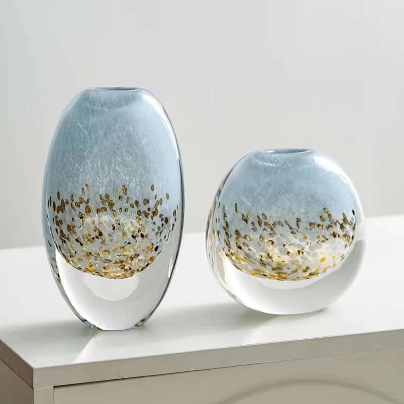 Color glazed vase High-grade hydroponic flower arrangement art flower ware Living room dining table soft decoration ornament