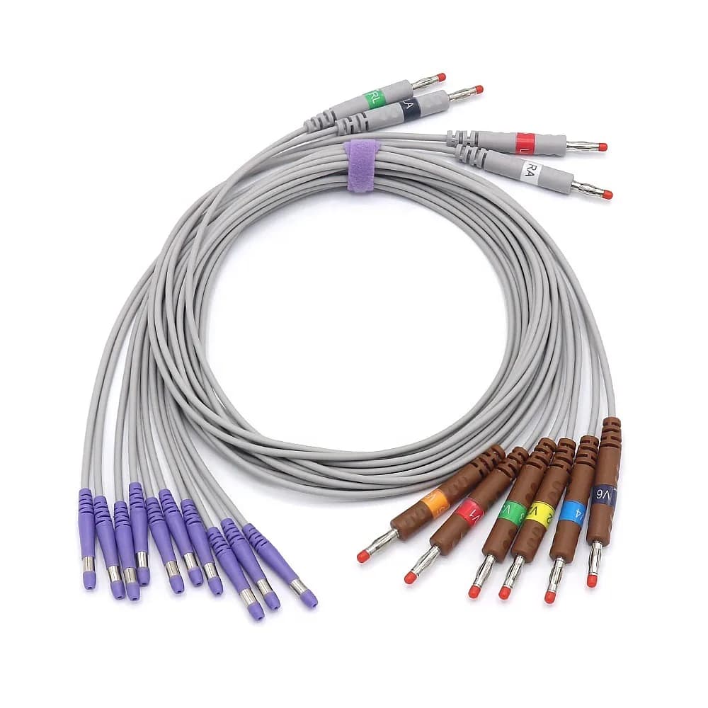 401129 400293 10 Leads ECG Cable 0.9m AHA Standard EKG Leadwires 4.0mm Banana Plug Medical Monitoring Wire