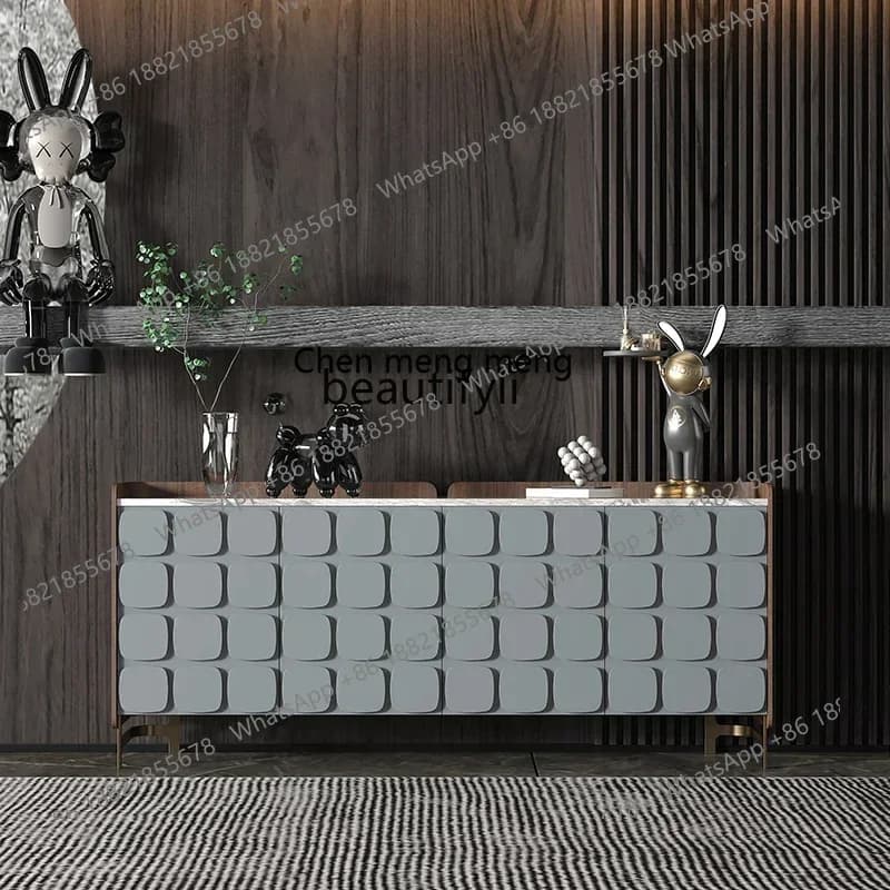 D178 Italian minimalist marble dining side cabinet storage modern light luxury home rock slab porch partition cabinet D9