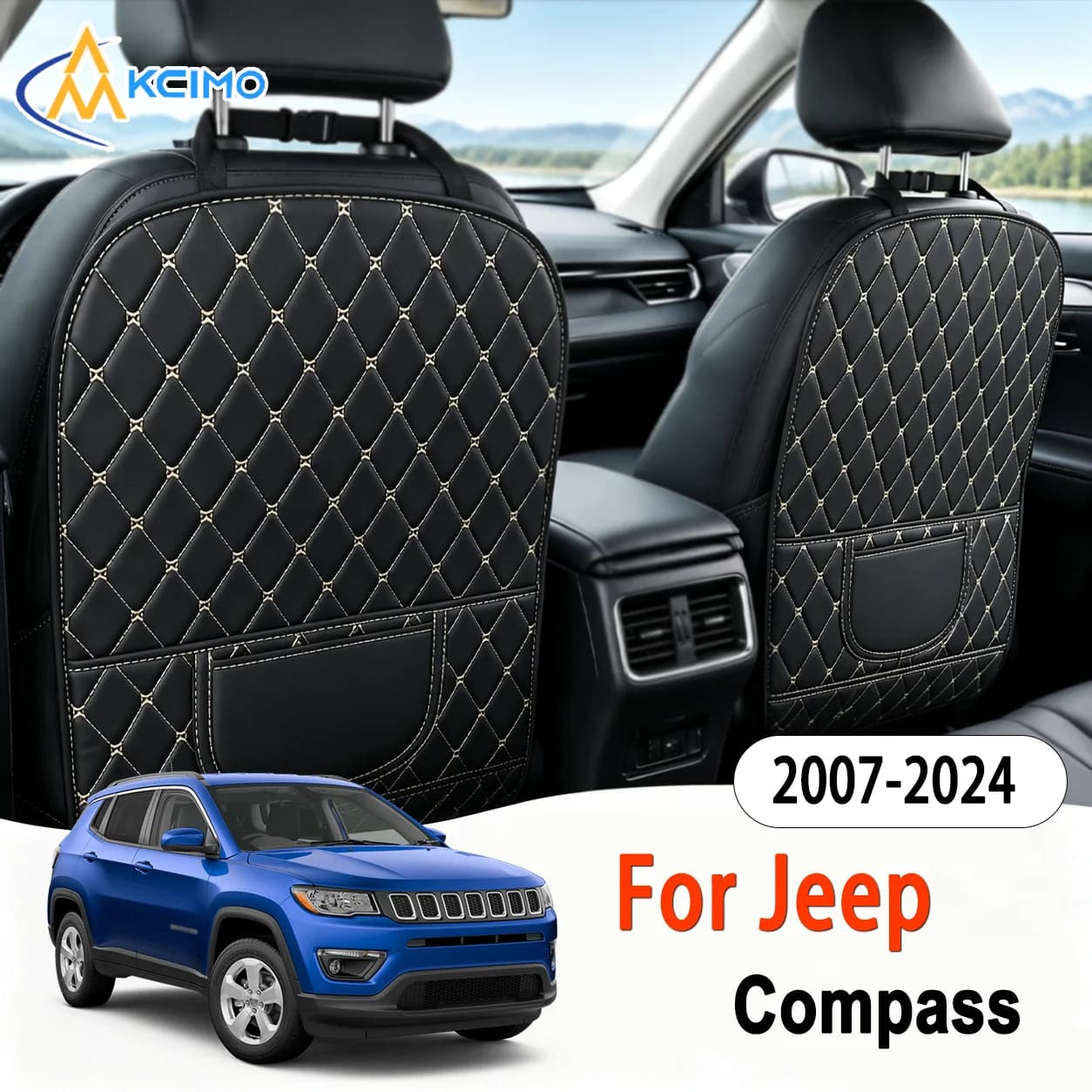 Car Rear Seat For Jeep Compass 2007-2024 Anti-Scratch Anti-Dirt Guard Pads Wear Resistant PU Leather Seat Back Anti-Kick Mats