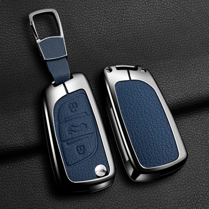 Suitable Zinc Alloy Leather Car Flip Key Case Cover For Peugeot For Citroen C1 C2 C3 C4 C5 XSARA PICA Protector Car Accessories