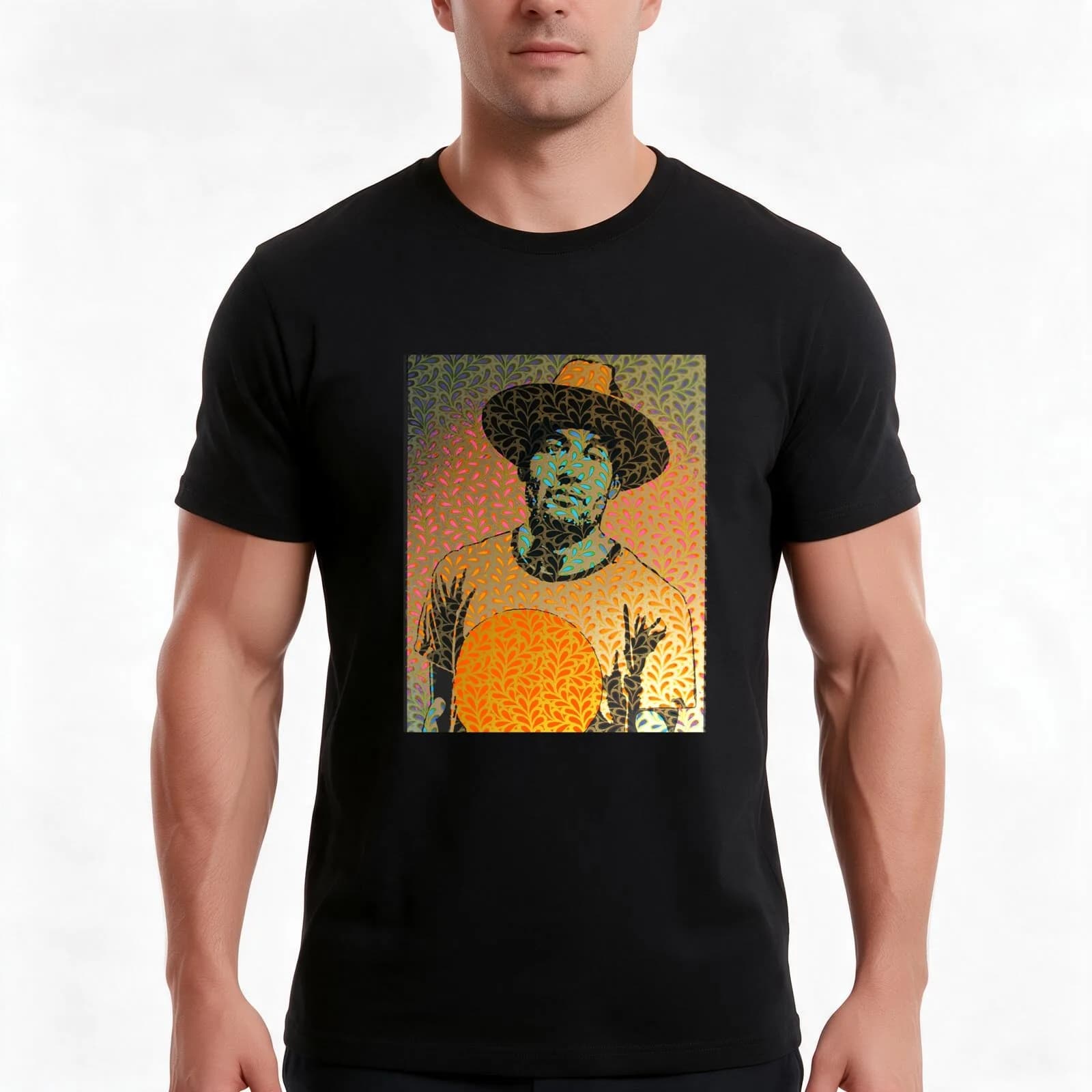 Ben Harper floral pattern music poster T-Shirt, Summer Casual Cotton Tee, Oversized Streetwear Tops, Vintage Graphic Print