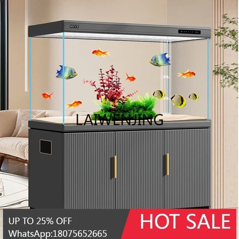 HLZ fish tank living room large intelligent ecological bottom filter floor ultra-white new household partition aquarium