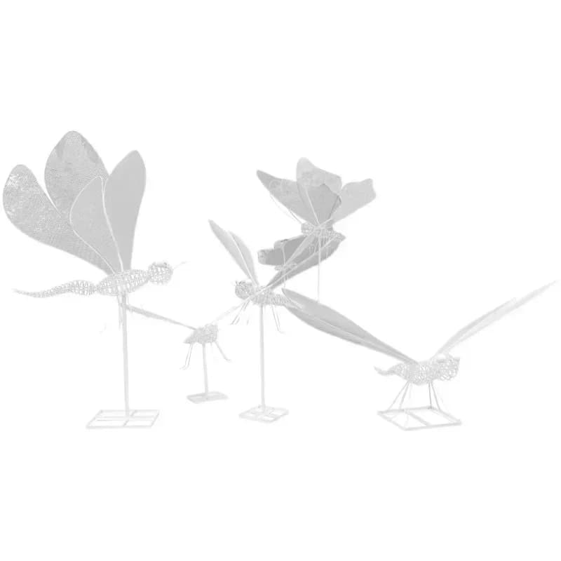 Wrought iron butterfly dragonfly ornament outdoor hollow insect sculpture large public garden landscape courtyard lawn ornament