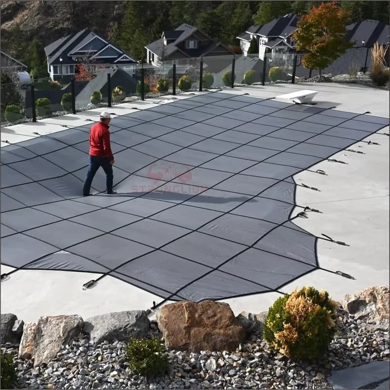Heavy Mesh Safety Pool Cover, Winter Debris Protection with High Water Permeability for Inground Pools