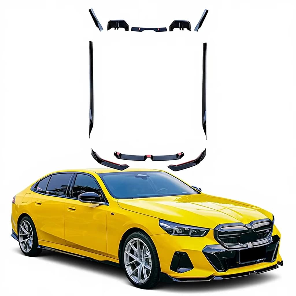 For 5 Series G60 2023+ Body Kit M Performance Style Front Lip+Side Skirts+Rear Diffuser Gloss Black ABS+PP 3M+Screws