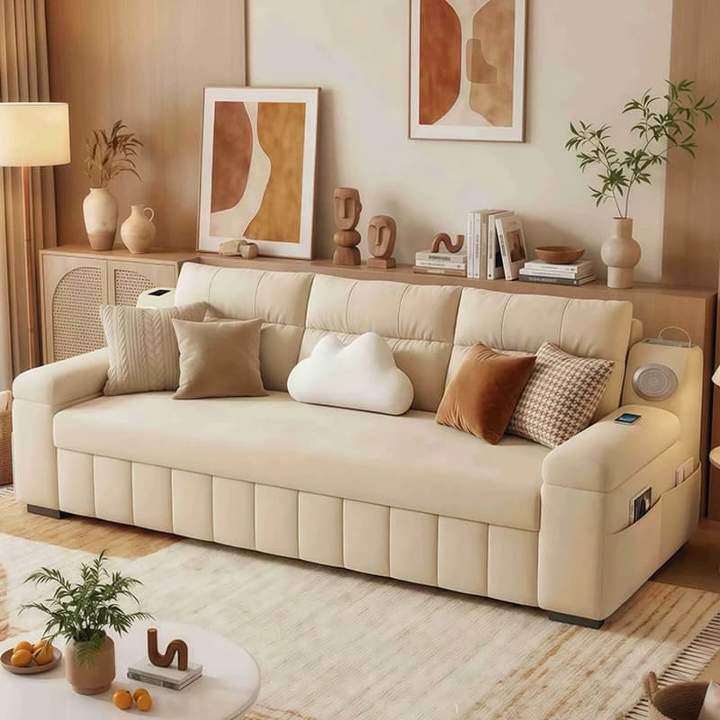 CX solid wood sofa bed small apartment living room multi-functional double household telescopic folding dual-purpose
