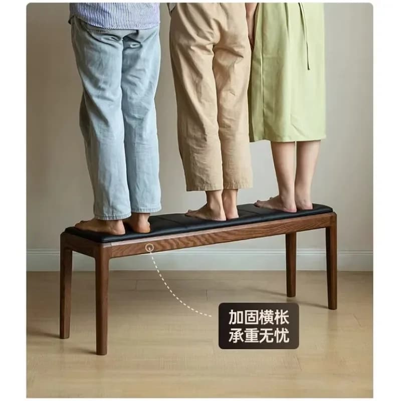 Solid Wood Bedside Stool Bedroom Master Bedroom Bench Medium Antique Soft Bag Walnut Leather Strip Home Dining Room BenchX9