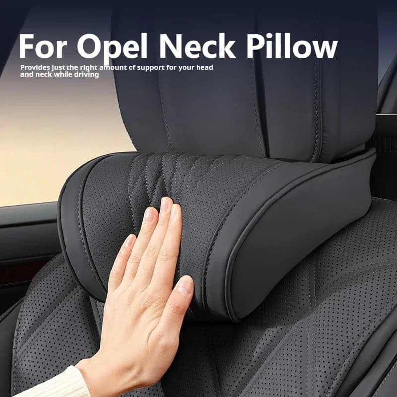 Luxury Memory Foam Nappa Leather Car Headrest Pillow For Opel Corsa-e Mokka-e Astra Sports Tourer Zafira Insignia Frontera