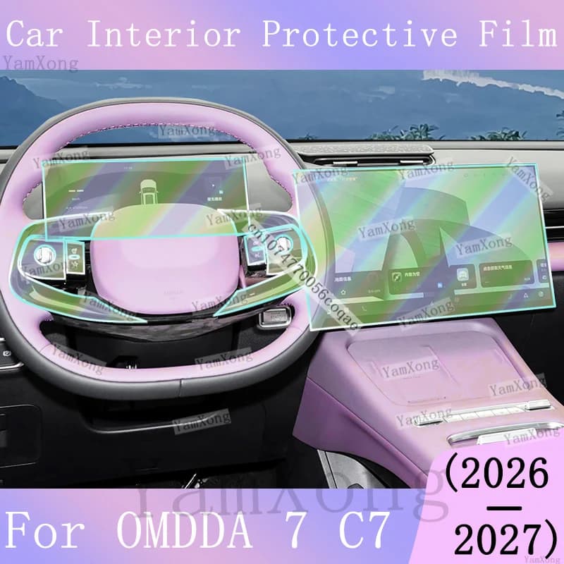Car Navigation Dashboard screen Film For OMDDA 7 C7 interior Kit scratch Sticker Steering Wheel TPU Transparent Protection Film