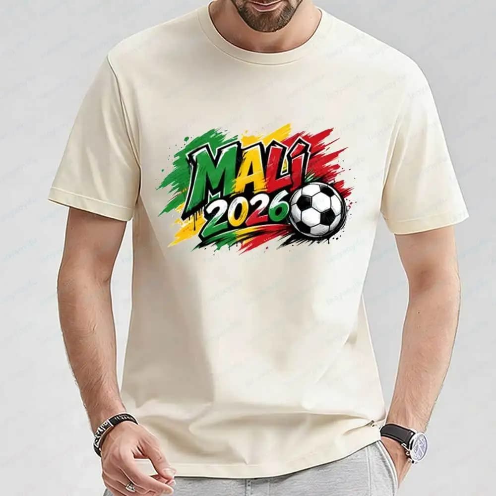 Men's Mali 2026 Soccer Graphic T-Shirt Graffiti Print Casual Cotton Tee Football Fan Sports Apparel for Daily & Game Day Wear