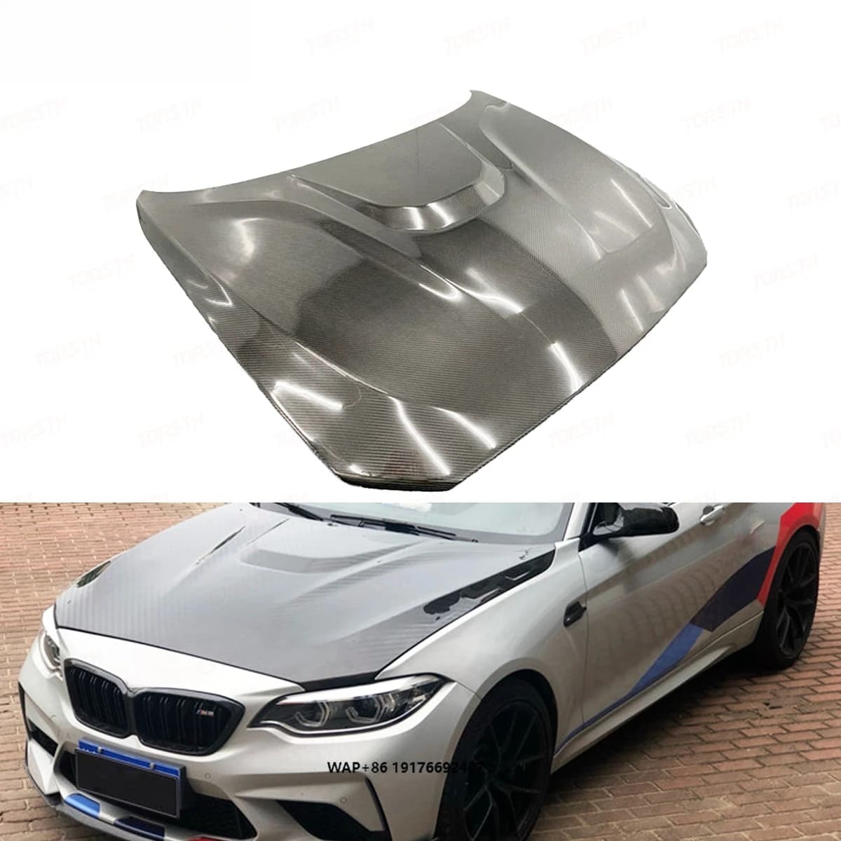 Real Dry Carbon Fiber TP Style Engine Hood for M2 F87 2014-2022 Lightweight New Condition Front Bonnet Body Kit Upgrade Black