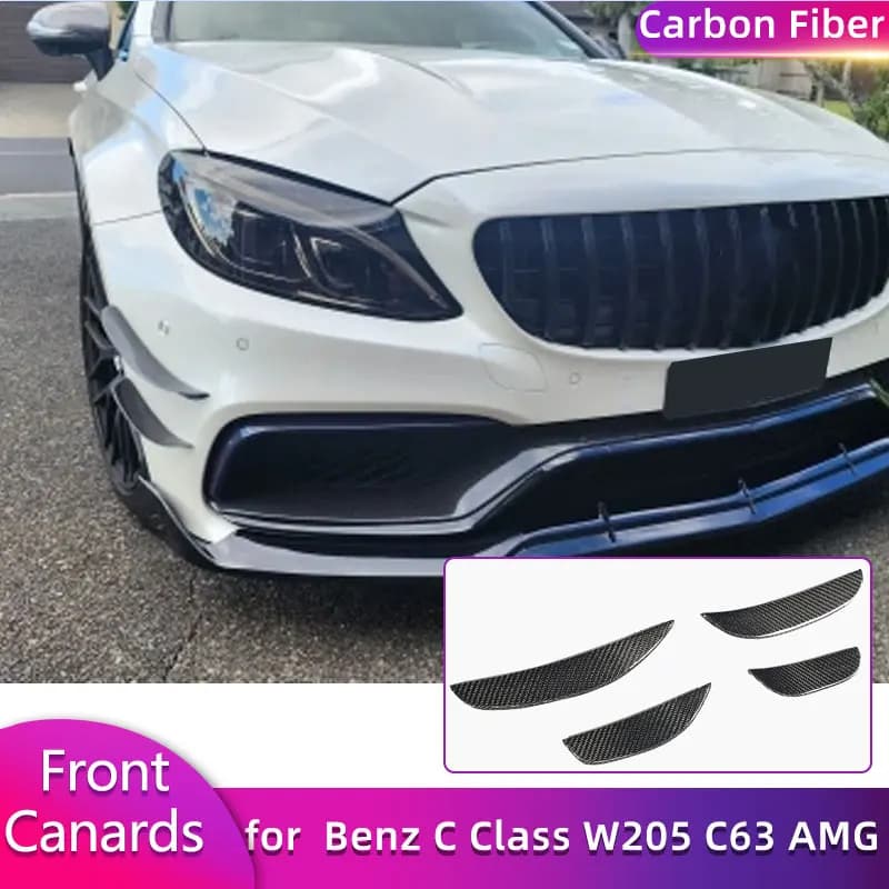 Carbon Fiber Front Bumper Canards for Mercedes Benz C Class W205 C63 AMG Coupe Sedan 2015-2017 Car Front Canards Air Vent Trim