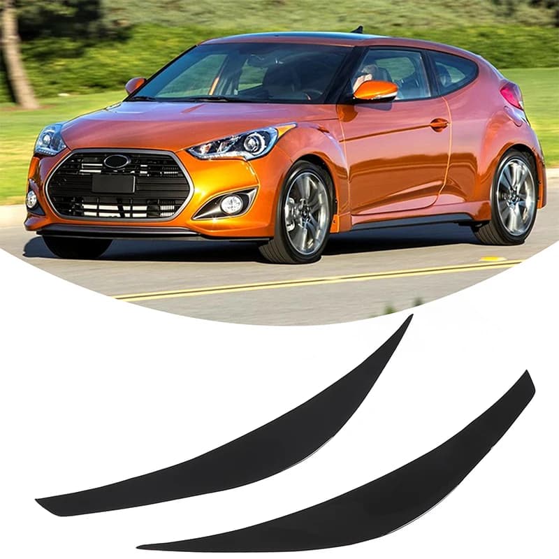 For Hyundai Veloster 2011-2017 PVC Black Epoxy Resin Car Headlight Eyebrow Trim Sticker Car Accessories