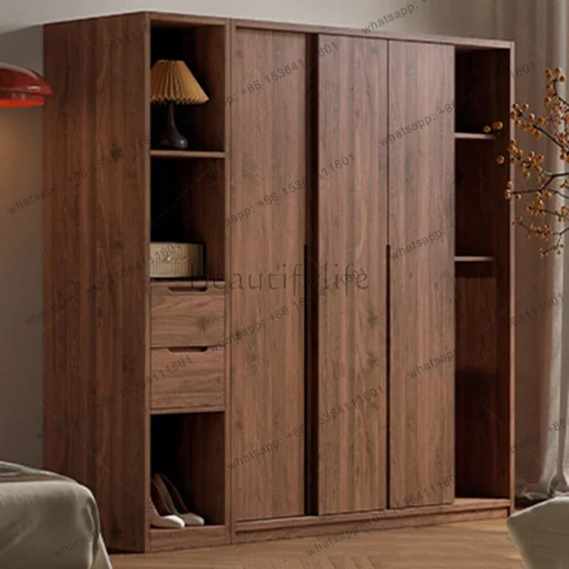PG Exterior Minimalist Wardrobe Wooden Makeup Space Saving Shelves Wardrobe Drawers Bedroom Guarda Roupa Lounge Suite Furniture