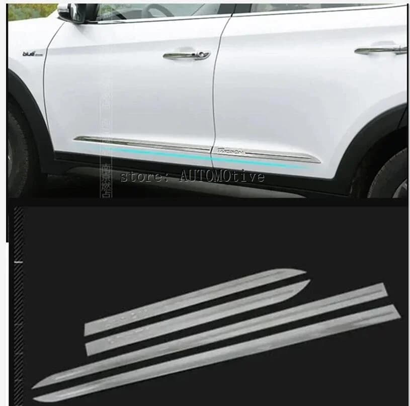 For Hyundai Tucson 2015 2016 2017 18 Stainless steel Door Body Molding Streamer Cover Trim Side Door Body Strip Decoration 4 PCS