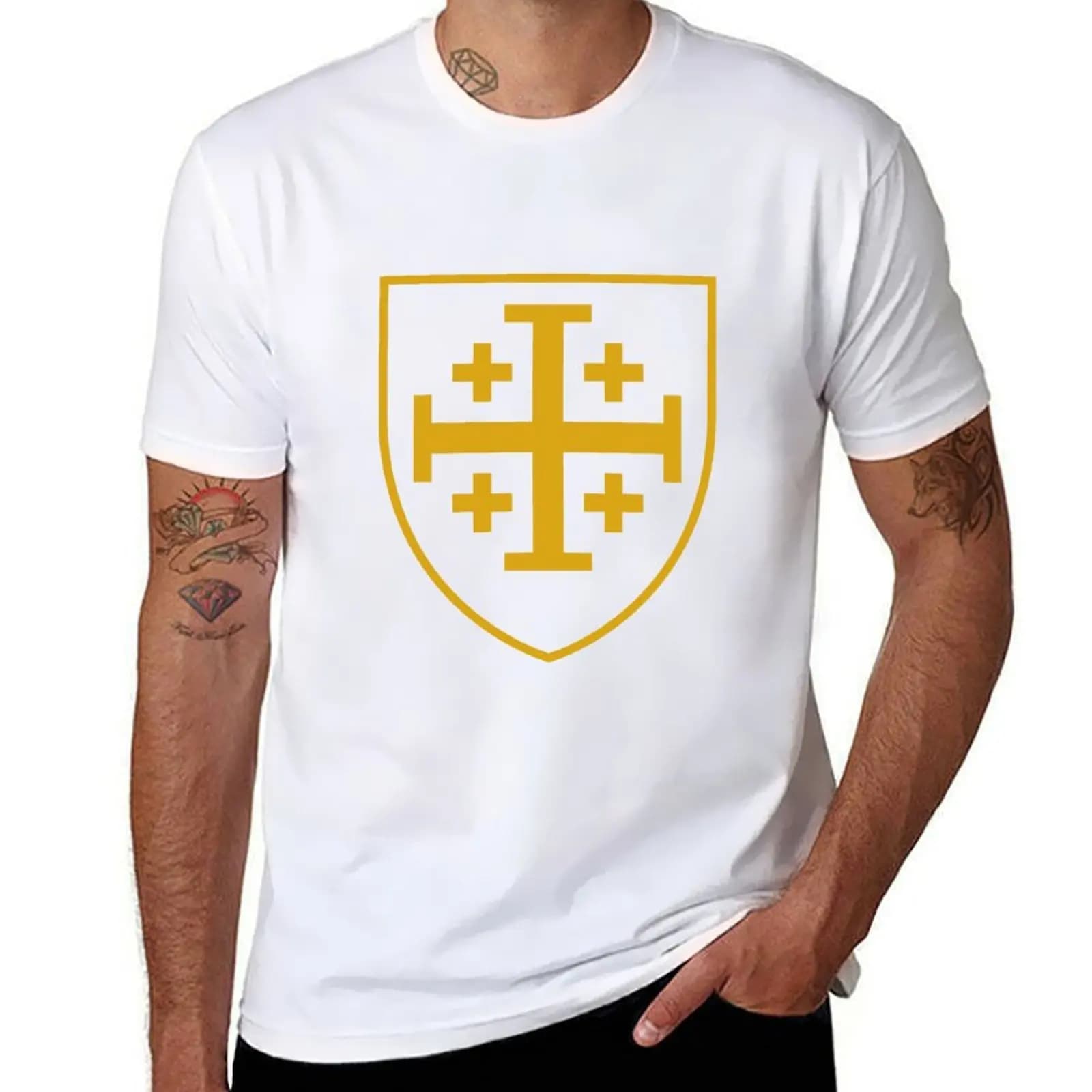 Jerusalem Cross T-Shirt t shirts cotton 100% man t shirt luxury T-Shirt