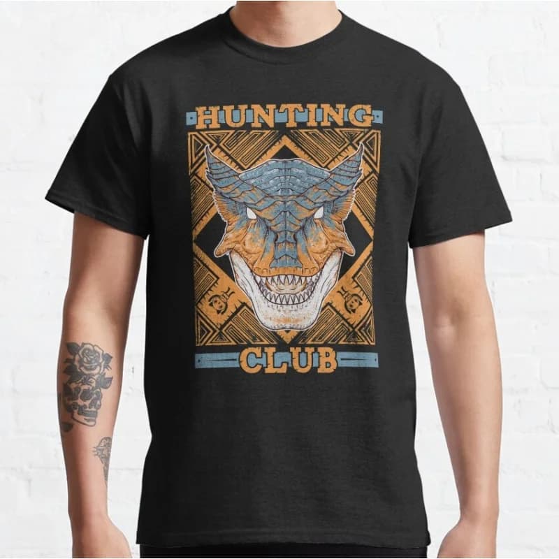 Tigrex Monster Hunter World Hunting Club Gift t shirt for gamer 100% cotton Short Sleeve Graphic Clothes All size top S-6XL