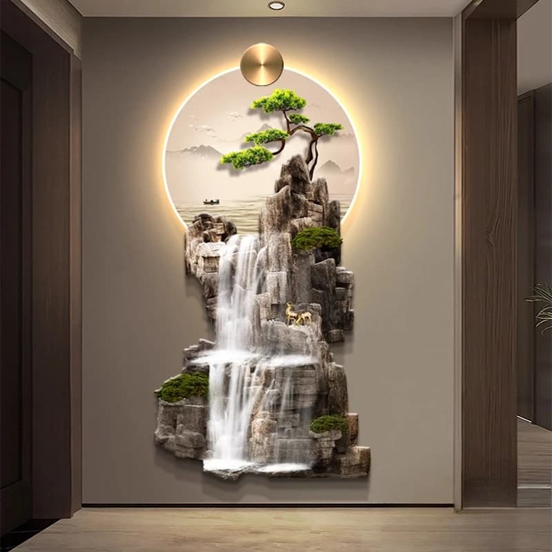 Modern Design Entrance Hall 3D Decorative Painting Abstract Art Hanging Painting Corridor Wall Decoration LED Light Painting