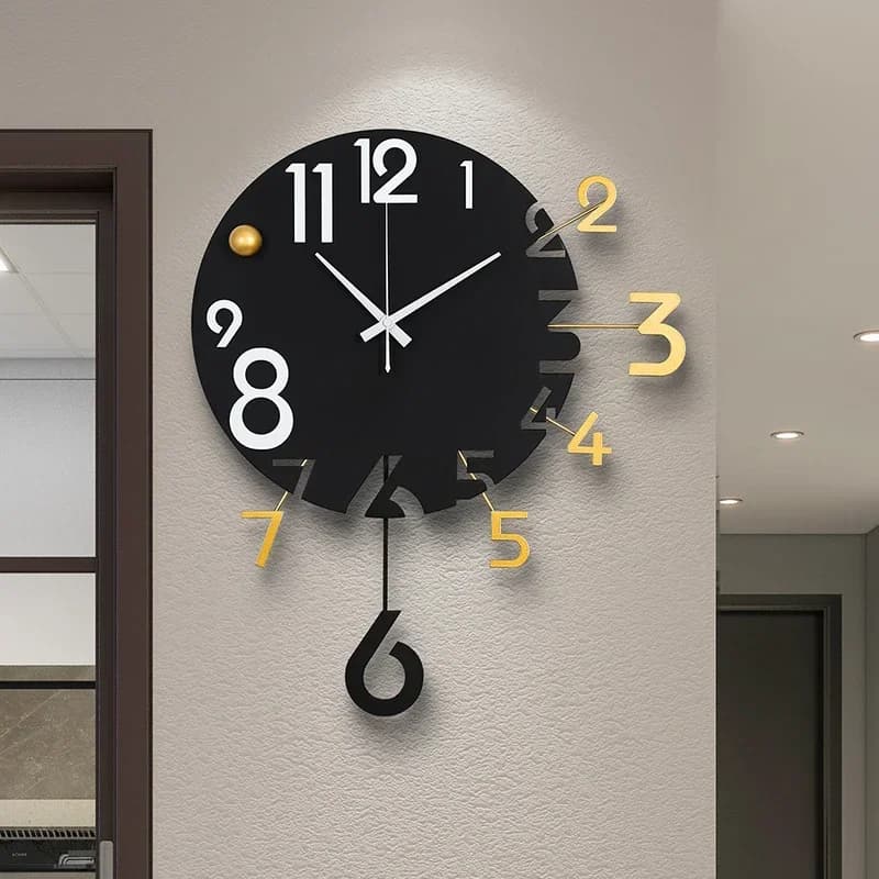 Luxury Classic Clock Wall Metal Korean Aesthetic Kitchen Simple Fashion Nordic Wall Watch Restaurant Reloj Pared Home Decoration