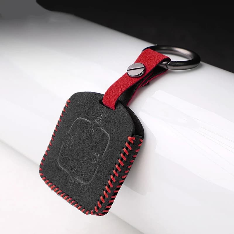 Al Cantara Car Key Case Cover for Zeekr 001 Protection Key Chain Keychain Holder Shell Fob Bag Interior Accessories