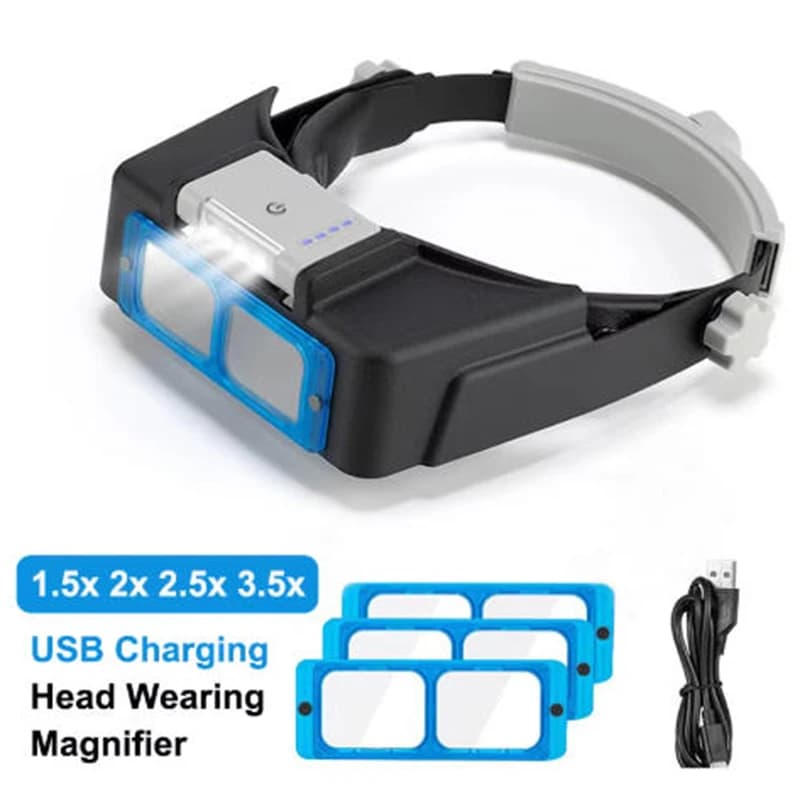 Head Wearing Magnifier Professional USB Charging Magnifiers 1.5x 2x 2.5x 3.5x Magnifiers 4LED Light Magnifier for Watch Repair