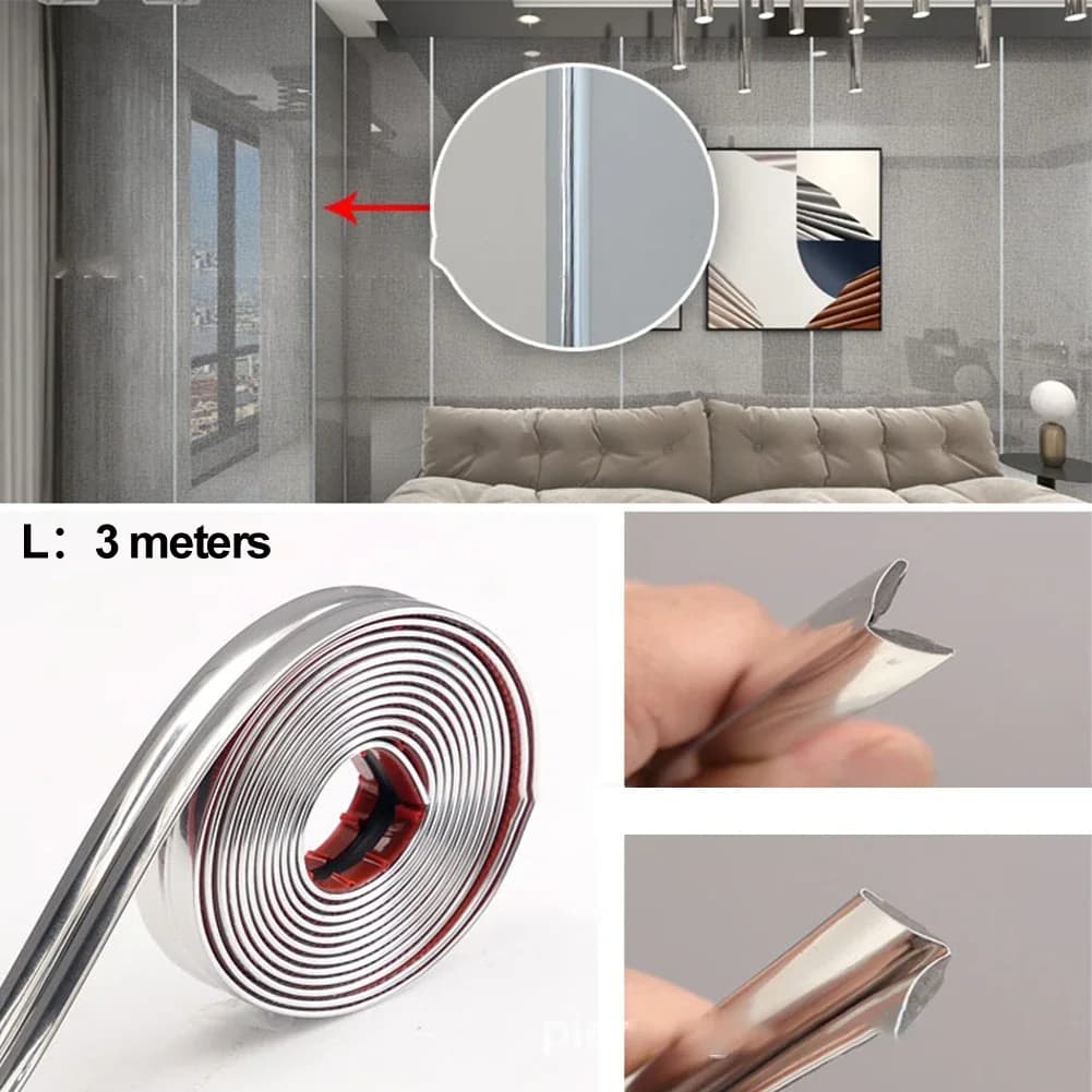 Wall Corner Decor Strip 3 Meters 2cm PVC Material for Skirting Line Waterproof Edge Protection and Flexible Wall Decoration