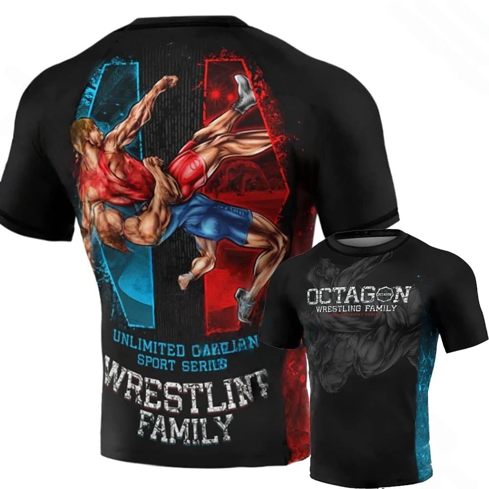 New 3D BJJ Jiu-Jitsu T-Shirts: Kickboxing Close-Fitting Polyester/Spandex Quick-Dry Men's Fitness Leisure Sports Gym T-Shirt