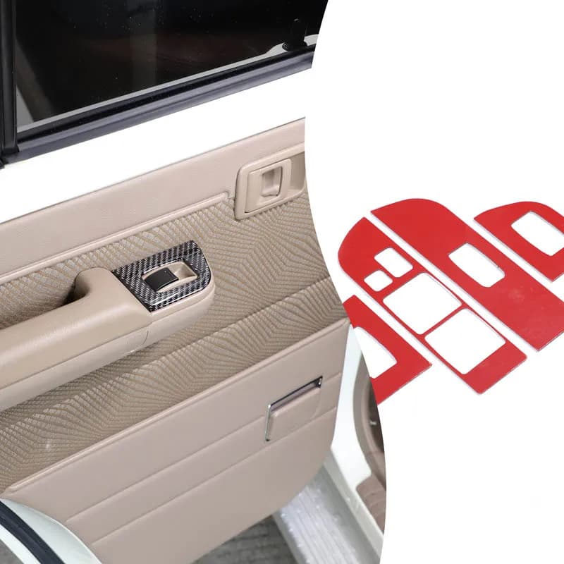 4Pcs For Toyota Land Cruiser LC71 LC76 2007-2026+ Soft Carbon Fiber Car Glass Lift Frame Decoration Sticker Car Accessories