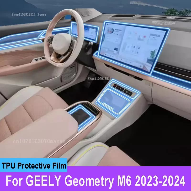 Car Interior Stickers For GEELY Geometry M6 2023-2024 Car GPS Navigation LCD Screen TPU Protective Film Protector Decoration