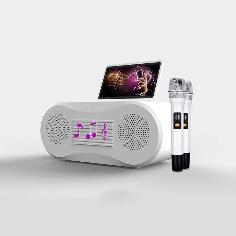 All-in-One Portable Smart Android System Karaoke Player Mini Home KTV Machine with 2 Wireless Microphones for Parties