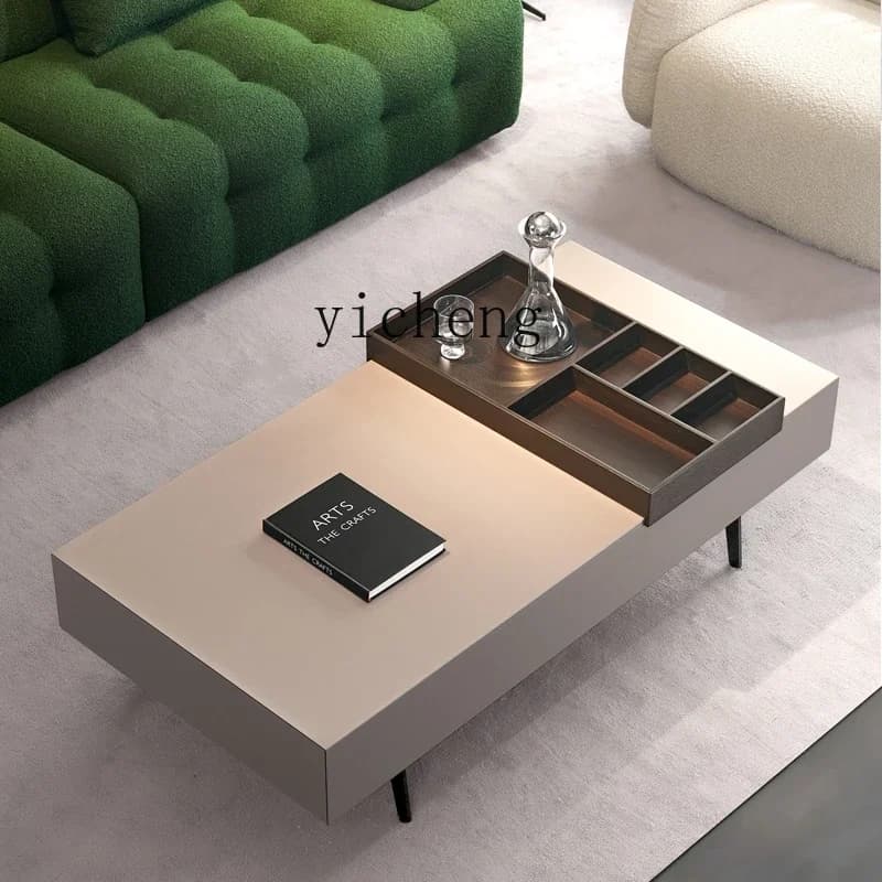 L23 Minimalist Light Luxury Modern Coffee Table TV Cabinet Combination Small Apartment Rectangular Creative Advanced Gray