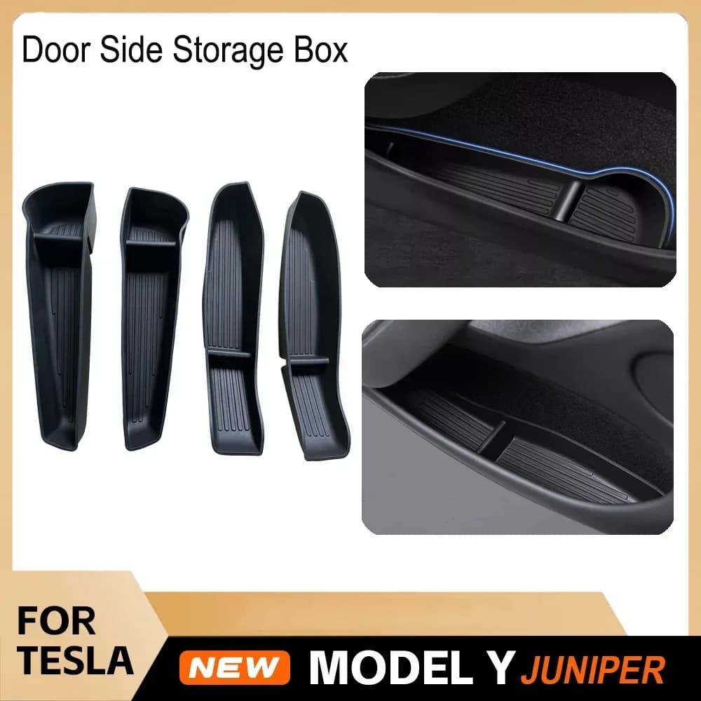 Caja Almacenamiento Lateral para Puerta Coche, Organizador Puerta TPE, Accesorios Interiores para el Nuevo Tesla Mod