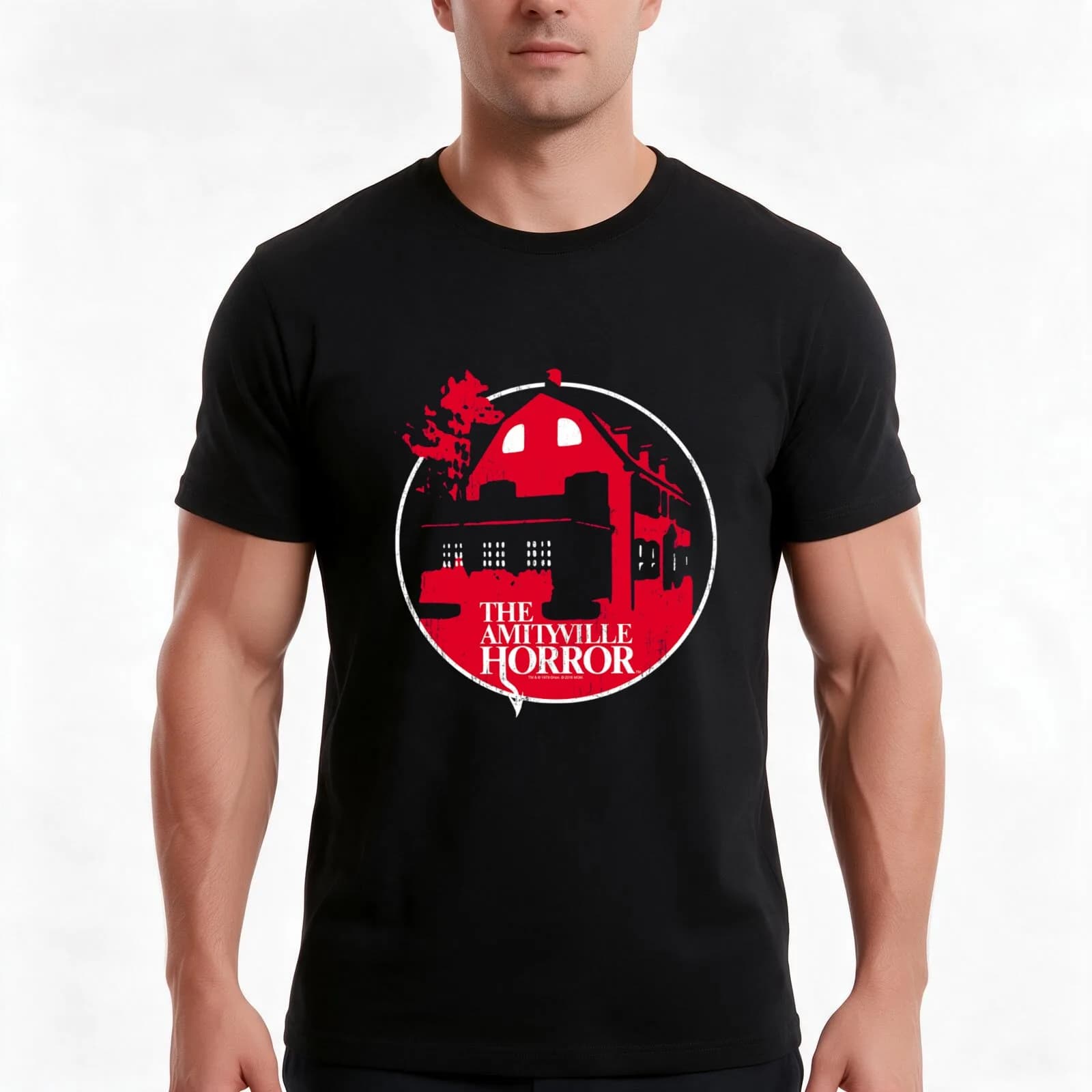 amityville horror red house brand T-Shirt, Summer Casual Cotton Tee, Oversized Streetwear Tops, Vintage Graphic Print