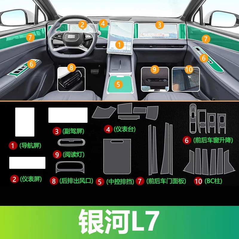 Tpu Transparent Film for Geely Galaxy L7 2025 Car Interior Sticker Console Dashboard Screen Protective Film Car Accessories